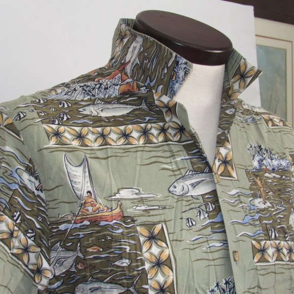Vtg Hawaiian Shirt KALAHEO Sz M Made in HawaiiFloral Tropical Spearfishing Men - Picture 5 of 11
